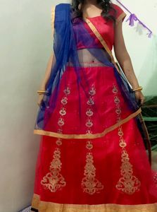 Red & Gold Embroidered Lehenga Choli Set
