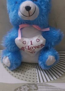 Cute Blue Teddy Bear with I Love You Heart
