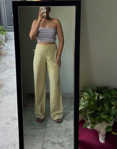 High-Waisted Wide-Leg beige trousers