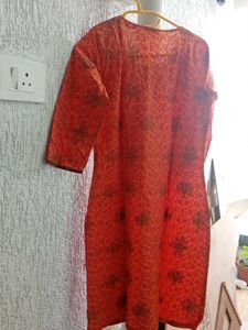 Printed Orange Kurta