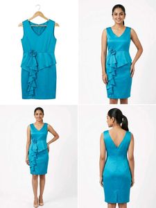 Stunning Teal Ruffled Sheath Dress