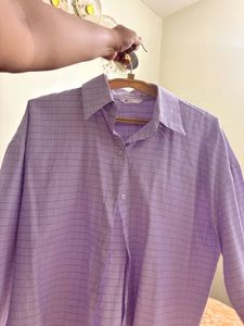 Light Purple Checkered Button-Up Shirt