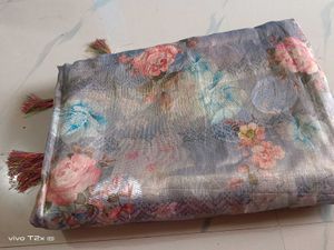 Beautiful Floral Saree with Tassels