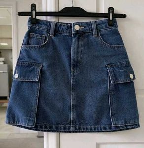 Denim Cargo Mini Skirt