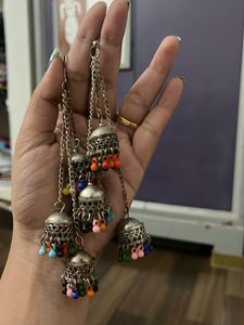 Bohemian Multi-Beaded Jhumka Earrings