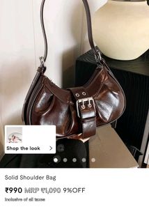 Stylish Chocolate Brown Shoulder Bag With Buckle