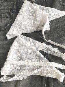 white lace bandana head scarf