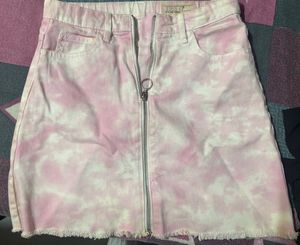 Pink Tie-Dye Denim Mini Skirt