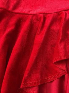 Red Velvet Ruffled Ethnic Skirt