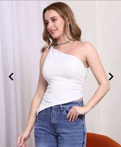 Chic One-Shoulder White Top