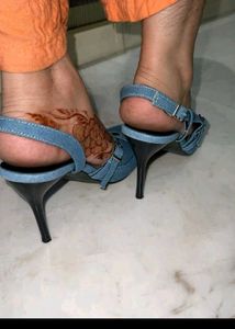 Denim Slingback Heels