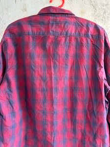 Men's Red &amp; Blue Plaid Long Sleeve Shirt
