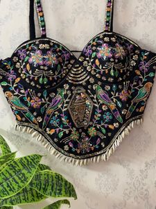 Navratri Black Blouse with Shell Trim