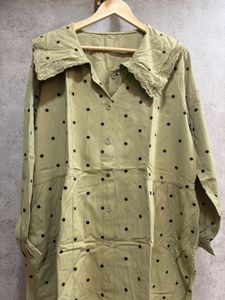 Olive Green Polka Dot A line Dress