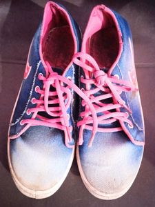 Blue & Pink Denim Sneakers