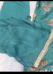 green dress material cut dana