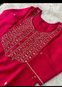 Elegant Pink Embroidered Kurta Set with Dupatta