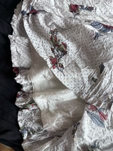 White Floral Smocked Waist Dress