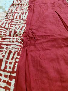 Maroon Printed Kurta