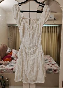 White Smocked Mini Dress