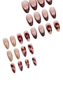 Savana New Flowers &amp; Gold Details Artificial Nails