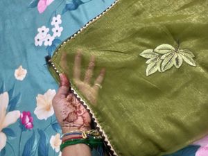 New Olive Green Organza Soft Silk Saree