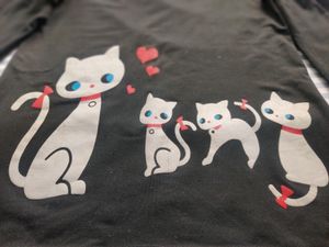 Black Kitty Printed Full Sleeve T-shirt Top