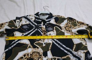 Stradivarius Baroque Chain-Print Shirt Dress