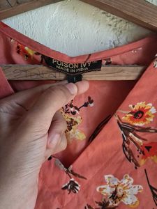 Peach Floral Ruffle Top