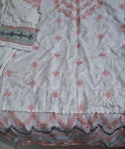 Embroidered White Kurta Set with Dupatta