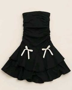 Chic Black Strapless Ruffle Dress