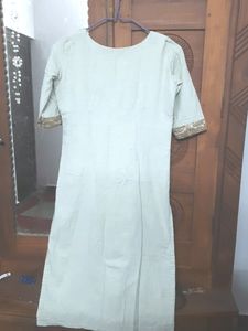Off White Jute Kurta with Net design
