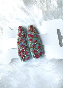 Boho Embroidered Hair Clips