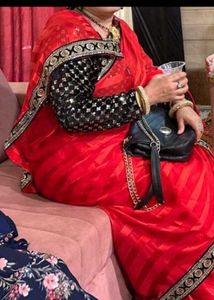 Vibrant Red saree with blouse