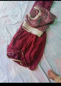 – Elegant Maroon Sharara Set with Golden Work ✨”