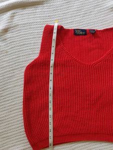 Red Knit Crop Top