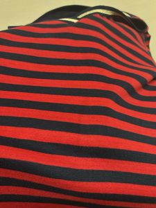 TH Red and Black Striped V-Neck Dress
