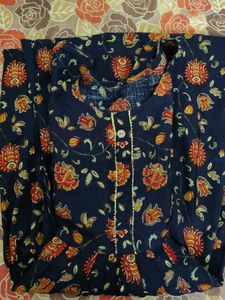 Blue Floral Print Kurta