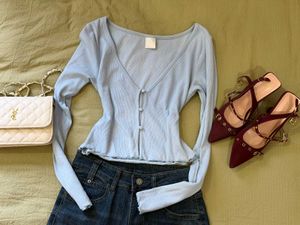Cute Baby Blue Cardigan Top