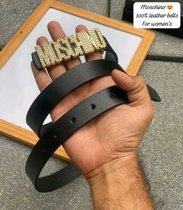 Moschino Embellished Logo Leather Belt women