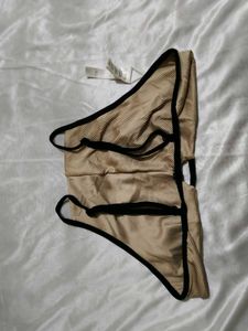 Beige Textured Bikini Bottom