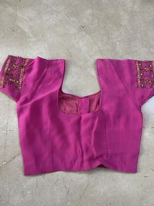 Pink Embellished Readymade Saree Blouse