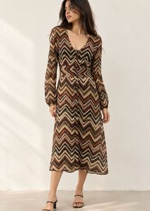 Boho Chevron Print Midi Dress