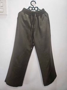 Olive green wide-leg pants