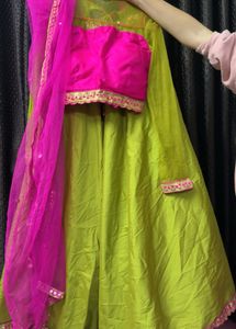 Vibrant Pink &amp; Yellow Designer Blouse