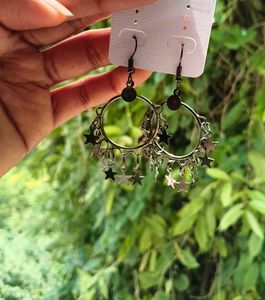 Chunky Hoop Earrings with Star Charms