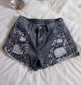Sparkly Distressed Denim Shorts