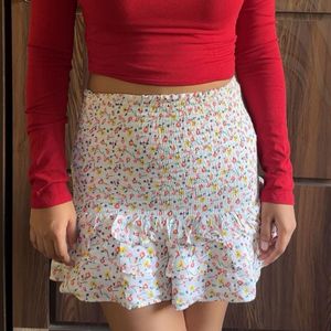 Chic Floral Smocked Mini Skirt
