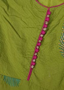 Green Ethnic Dress with Peacock Design