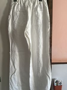 Classic White Linen Wide Leg Pants
